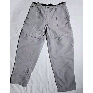 North Face Men's XL Hiking Cargo Pants Shorts Convertible Gray Nylon Belted